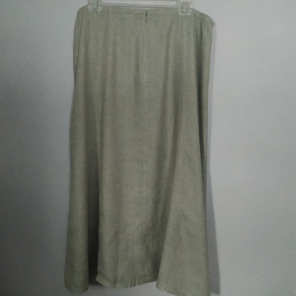 J. Jill Light Sage A-Line Linen-Blend Midi Skirt - Picture 4 of 8